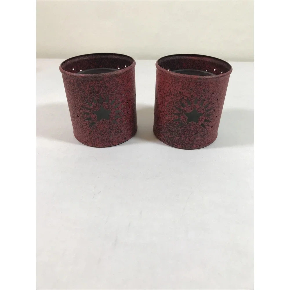 Partylite Early American Look Candle Holders Set Red - Picture 1 of 8